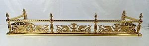 Vintage Victorian Figural Swan Bird Twisted Shiny Brass Fireplace Fender 42.5" - Picture 1 of 13