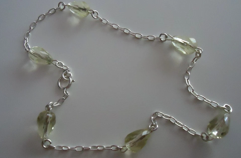 PLATA ESTERLINA 925 TOBILLERA DAMAS CON 14 CTS GENUINO AMARILLO CLARO CITRINO  Foto 1 de 1