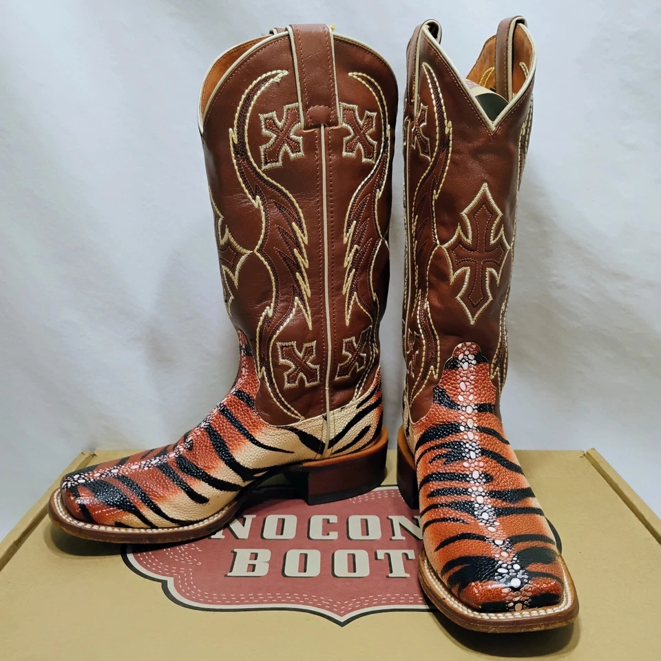 Botas de cuero vaquero occidentales con estampado animal NOCONA Tiger Ray para mujer 6,5 Foto 1 de 4