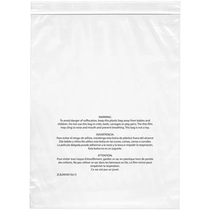 Plymor 13" x 15", 2 Mil with Suffocation Warning Zipper Reclosable Plastic Bags - Picture 1 of 3