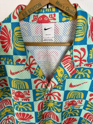 Nike Dri-FIT Mesh Hawaiian Resort Camp Button Up Shirt DV0041-446 Men's M NWOT - Image 1 of 4