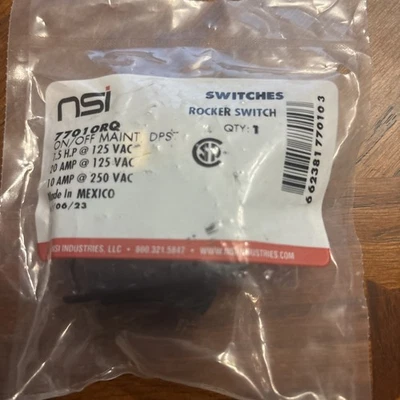 NSI ROCKER SWITCH 77010RQ MAINTAINED ON/OFF - image 1 of 3