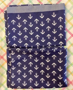 Tommy Hilfiger 2 Pillowcases Standard Blue White Anchors Cotton Blend - Picture 1 of 4