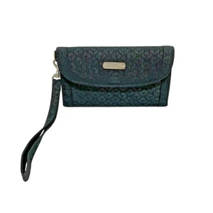 Baggallini black canvas wristlet clutch purse trifold wallet coin pocket ID card - Picture 1 of 6