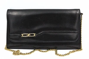 Lovely Authentic Gucci Iconic Black Leather Removable Strap Clutch Sling Purse - Picture 1 of 17