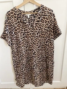H&M Brown Animal print Kaftan silky dress - size M - Picture 1 of 3
