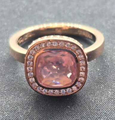 Thomas Sabo rose gold plated sterling silver pink zircon ring 54 or N 1/2 - Image 1 of 4