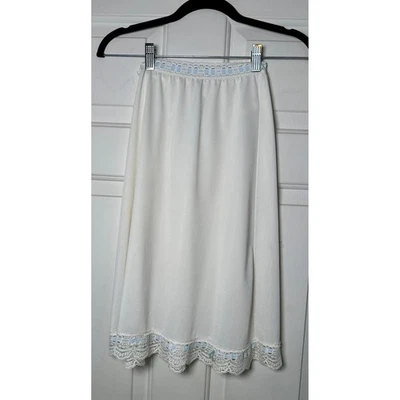Falda sin cordones blanca vintage para mujer con ribete de encaje azul Foto 1 de 4