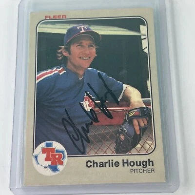 Charlie Hough 1983 Fleer #570 Texas Rangers Marlins Auto Autographed Signed Card - Image 1 of 4