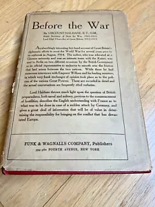 1920 - VOR DEM KRIEG von Viscount Haldane. WWI mit Schutzumschlag - Bild 1 von 11