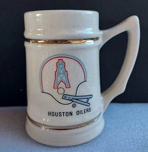 Houston Oilers NFL Football Stein Mug USA 6 Inches Tall Vintage 1970s Gold Leaf - Picture 1 of 6