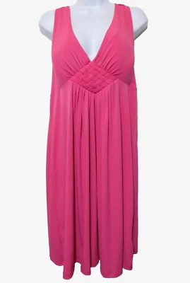 Apostrophe Sleeveless Knit Dress XL Stretch Pink VNeck Empire Short NEW - Image 1 of 4