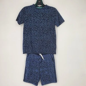 Old Navy Short Set Kids Youth Medium (8) Blue Wave All Over Print - Picture 1 of 18