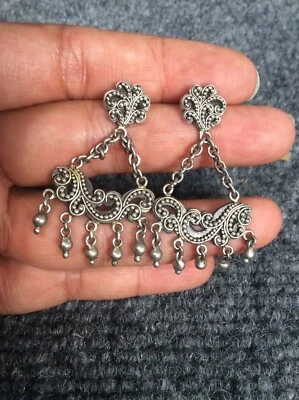 Lois Hill Bali Indonesia Sterling 925 ornate chandelier pierce earrings - Image 1 of 4