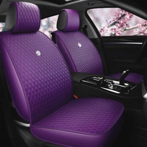 Universal Seat Covers for Cars Leather Seat Cover with Crown Purple Car Seat Cov - Picture 1 of 6