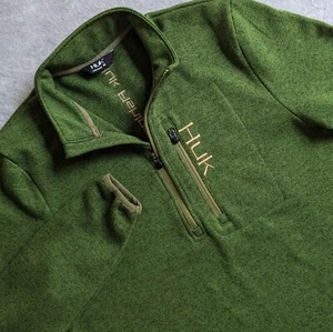 Huk Channel 1/4 Zip Pullover Men's Medium Green Fleece Fishing Performance Fish - Picture 1 of 12