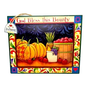 Jim Shore 4015691 God Bless This Bounty Fall/Thanksgiving Plaque/Wall Decor (#2) - Picture 1 of 15