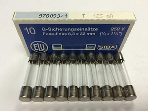 T125mA250V SIBA 125mA 250V Time Lag Slow Blow Glass Fuse 6x32mm Pk5/Pk10 JPSF354 - Picture 1 of 5