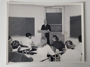 Vtg 1960s Professor Students Candid Photo Black White Photograph Kenosha 8x10 - Picture 1 of 5
