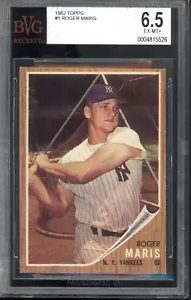 1962 Topps #1 Roger Maris BVG 6.5 New York Yankees Vintage Baseball Card (5526) - Picture 1 of 2