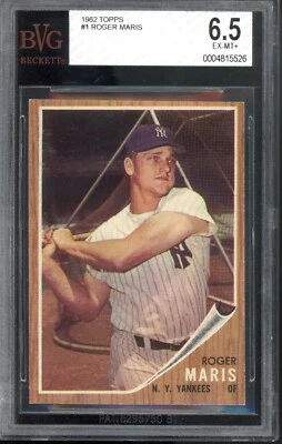 1962 Topps #1 Roger Maris BVG 6.5 New York Yankees Vintage Baseball Card (5526) - Image 1 of 2