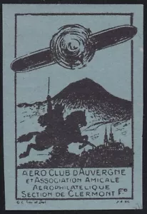 LUFTFAHRT VIGNETTE AERO CLUB CLERMONT FERRAND RALLYE AERIEN 1929 Green Cinderella - Bild 1 von 2