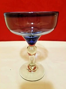 VASO MEXICANO SOPLADO A MANO AZUL COBALTO VASO MARGARITA DE COLECCIÓN - Imagen 1 de 5