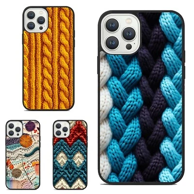 Funda Antideslizante Para iPhone SE4 16E 12 13 14 15 16 Pro Max Dibujado Tejido Hilo Patrón Foto 1 de 4