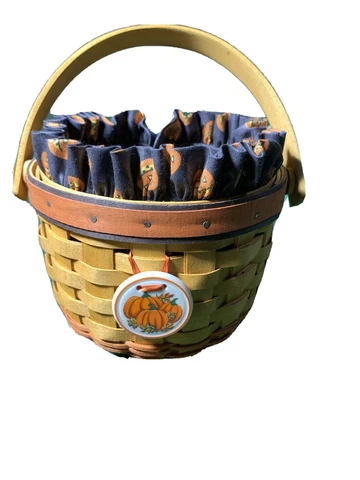 Longaberger Halloween Fall Basket Plastic Cloth Liners Ceramic Hang Tag 1997 MMS Cover