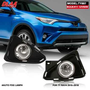 2Pcs Front Fog Lights Assembly w/ Clear Lens Grills Bumper For Toyota RAV4 15-18 - Picture 1 of 6