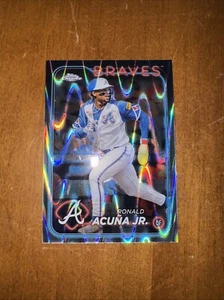 2024 Topps Chrome #250 BLUE RAY WAVE REFRACTOR Ronald Acuna Jr lava - Picture 1 of 2