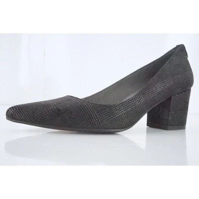 Zapatos de salón puntiagudos Stuart Weitzman Flex negros a cuadros de cuero sin cordones talla 6 nuevos Foto 1 de 4