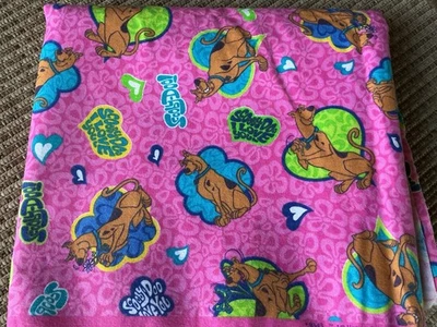 Scooby Doo Flannel Fabric Hanna Barbera Vintage 2  5/8 Yards Pink 44" W - Image 1 of 4