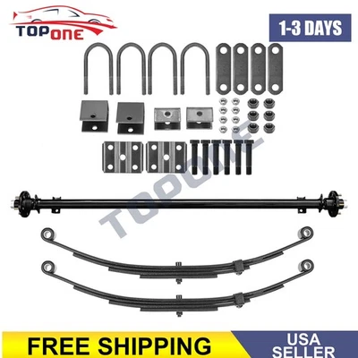 3500 lb Single Trailer Axle Kit Idler W/ Hub, Leaf Springs, Hanger, U-Bolt Kit Foto 1 de 4