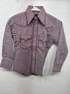 New Kids Champion Western Red Plaid Long Sleeve Pearl Snap Size 6 DD-50 - Picture 1 of 12
