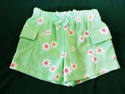 365 KIDS GARANIMALS Girl sz 4 Green Floral Core Shorts 2 Pocket Bow Front - Image 1 of 2