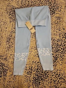 Neu mit Etikett Sweaty Betty Leopard Jacquard Basisschicht Leggings Damen blau nahtlos Gr. M - Bild 1 von 5