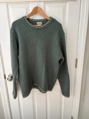 Vintage L.L. Bean Green Merino Wool Crewneck Sweater Mens XL Gorpcore Preppy - Image 1 of 4