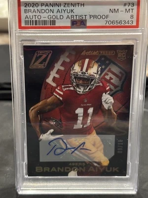 2020 PANINI Zenith BRANDON AIYUK Gold Artist Proof /10 ROOKIE AUTO 49ers - Image 1 of 3