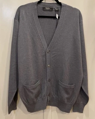 Cárdigan Suéter Gris Lana Seda Cachemira Exclusivo Hombre Neiman Marcus Nuevo con Etiquetas Foto 1 de 4