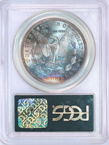 1887 Morgan Silver Dollar | PCGS MS64 | Blue Reverse Toning | PCGS OGH Cover
