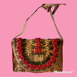 Raffia Straw Shoulder Purse/Bag Flowers