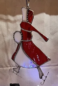 Stained Glass Handmade Old Fashioned Skater Lady Hanging Decoration - Picture 1 of 2