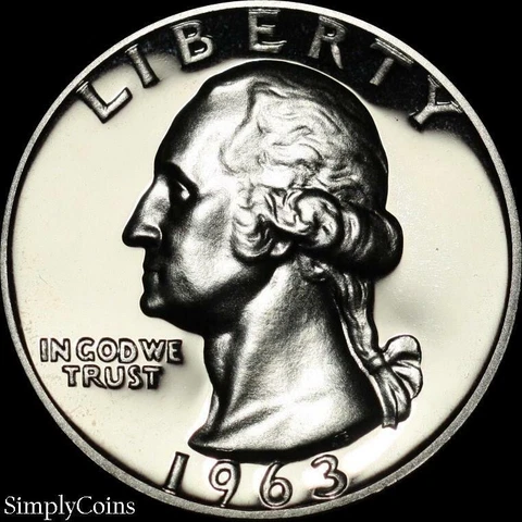 1963 Washington Silver Quarter GEM PROOF Uncirculated US Coin from Set MQ Cover