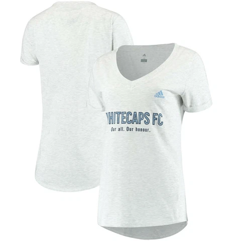 Vancouver Whitecaps FC MLS Adidas Women's Gray V-Neck T-Shirt Sz Large NEW Cover