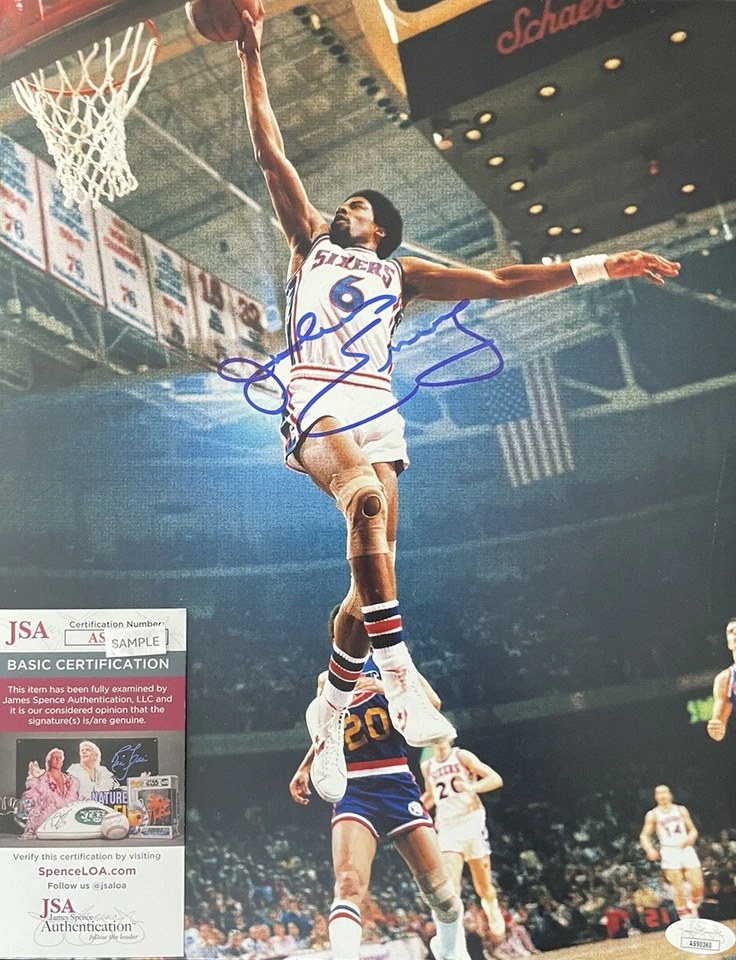 JULIUS DR J ERVING SIGNED AUTOGRAPHED JSA COA 11X14 PHOTO 76ERs NETS 2 - Image 1 of 1