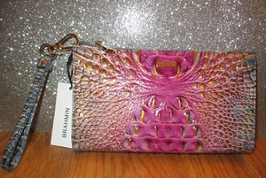 Brahmin Melbourne DAISY Large Zip Wristlet Clutch VIOLET QUARTZ OMBRE Purple NWT - Picture 1 of 4