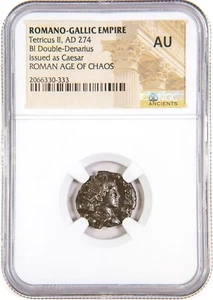 NGC AU BI Double Denarius of Tetricus II ROMANO-GALLIC EMPIRE NGC Antoninianus - Photo 1 sur 3