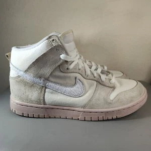 Nike Dunk High PREMIUM “Cracked Leather Swoosh” Size 8 Mens Shoes DV0822-100 - Picture 1 of 7