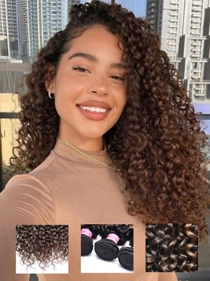 UNICE Mongol Ombre Balayage Marrón Rizado 3 Paquetes Cabello Humano Extensión Tejidos Foto 1 de 4